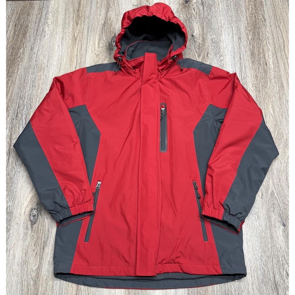 Swiss Tech Mens S 34/36 Winter Coat Classic Red Lined Jacket Removable Hood EUC